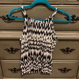Black and White New York and Company Keyhole Tank Top Size XS